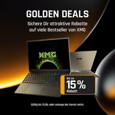 Bestware Golden Deals | Rabatte auf konfigurierbare Gaming-Laptops & Prebuilds | z.B. XMG APEX 16 MAX M25 mit R9 8945HX, 5070 Ti & 32GB/2TB - Bestware