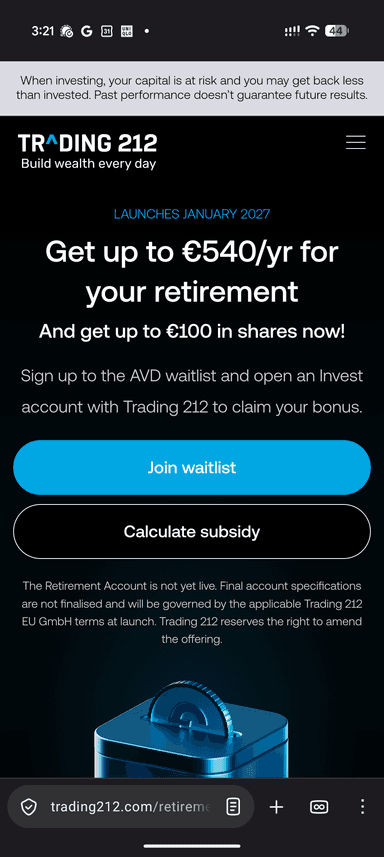 Gratis Aktienbruchstück für Trading 212 Kontoeröffnung über Altersvorsorge Depot Warteliste - Trading 212