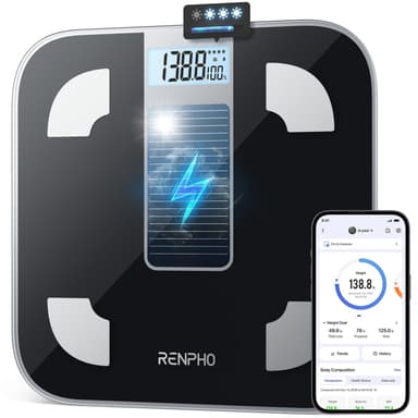 RENPHO Personenwaage Digital - Solarbetrieben - mit Smart App [Prime] - Amazon