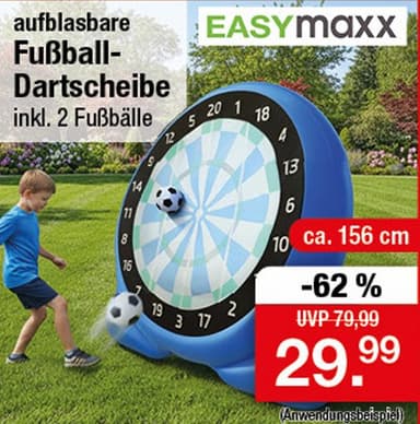 [Zimmermann ab 15.06] EASYmaxx Fussball Dart|Aufblasbar Outdoor Komplett-Set mit 2 Bällen |Spielfläche 107cm für 29,99€ - Zimmermann Sonderposten