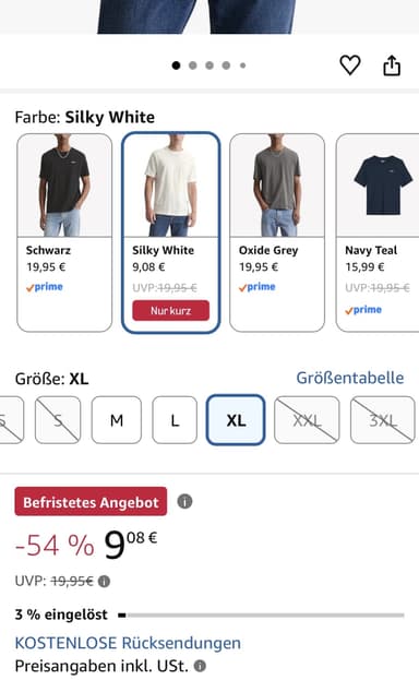 Marc O’Polo T-Shirt Regular weiß XL für 9,08 € - Amazon