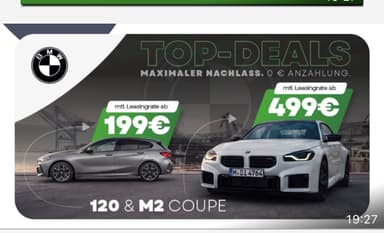 Corporate Benefits [Privat] BMW 120 ab 199 € mtl. (LF 0,51) oder BMW M2 ab 499 € mtl. (LF 0,64) | freie Konfiguration | 24 Monate | BMW Bank - BMW