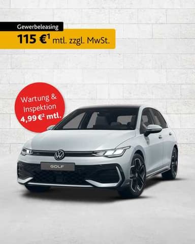 [Gewerbeleasing] VW Golf 8 R-Line 1.5 eTSI DSG (150 PS) für 119,99€ netto mtl. inkl. Wartung & Inspektion | LF: 0,36 - Löhr Gruppe