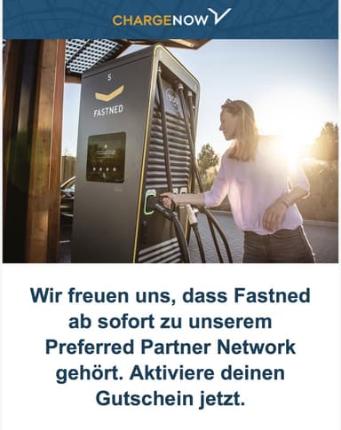 50 % Rabatt auf E-Auto Ladevorgänge bei Fastned über CHARGE NOW - CHARGENOW