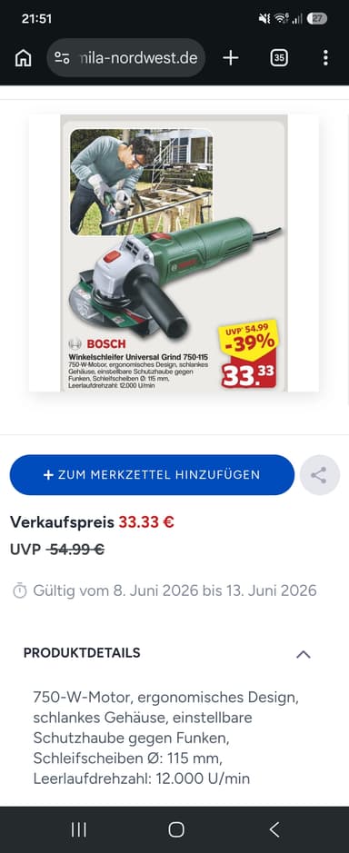 Winkelschleifer Bosch 750-115 - Famila (Nordwest)