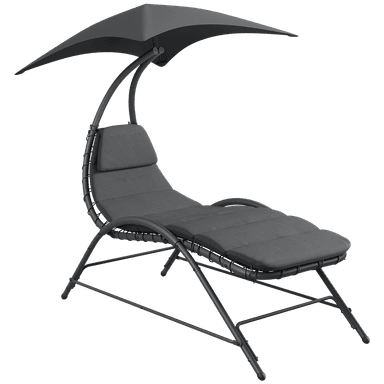 STEELSØN Nyria Sonnenliege in anthrazit (mit Sonnenschirm, Liegestuhl mit Sitzpolstern, bis 120 kg belastbar) - CHECK24 Marktplatz
