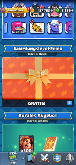 Clash Royale Sammlungslevel Feier