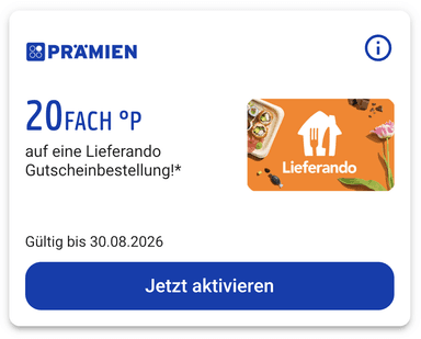 [Payback Prämien] 20-fach Punkte auf Lieferando Gutscheine (entspricht 10% Rabatt) - PAYBACK