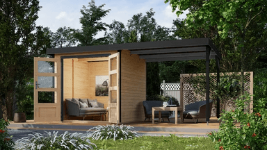Karibu Gartenhaus Jupiterino 2 SET inkl. Anbaudach 453x235cm - OTTO