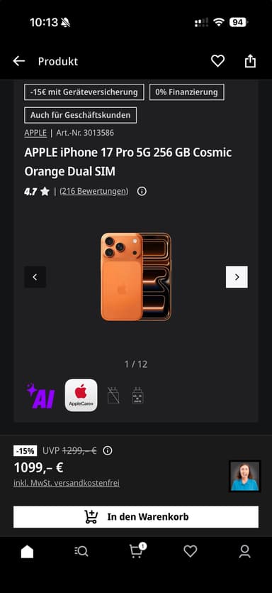 iPhone 17 Pro 256GB (MediaMarkt/Saturn) alle Farben verfügbar - Saturn