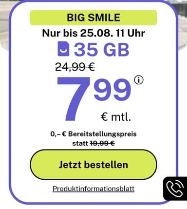 BigSIM: im 1&1-Netz: 35 GB 5G mit Allnet-Flat für 7,99 € mtl. – weitere Tarife bis Unlimited on Demand verfügbar - BIGSIM