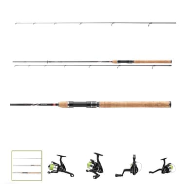 Spincombo Barsch Zander Angelset Combo Ninja X Extra Fast Spin 2.25m 15-40g + EFT Rolle Spin CO 2500 F Braid Spinnrolle mit Schnur - Angelsport Gerlinger