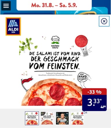 [Aldi Süd] Gustavo Gusto Pizza verschiedene Sorten 3,33€ - ALDI SÜD