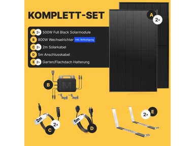 Solakon Balkonkraftwerk 1000W mit Garten- / Flachdachhalterung Marstek Komplettset (bifaziale Solarmodule, Steckerfertig, Kabellänge 5m) - OBI