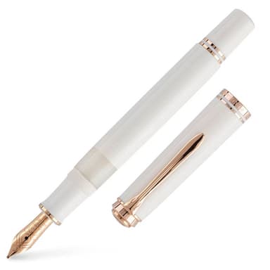 PELIKAN Füllfederhalter Souverän M600, Feder F, weiß/roségold, 14-Karat Goldfeder - Böttcher AG
