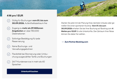 Im September: 4fach M&M Miles pro Euro bei Booking - Miles & More