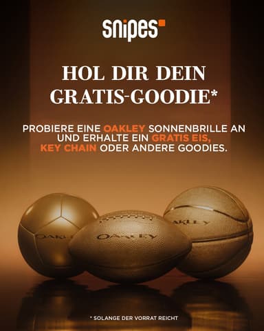 Snipes Gratis-Goodie: Probiere eine Oakley Sonnenbrille an & erhalte ein gratis Eis, Key Chain oder andere Goodies – Köln, HH & Frankfurt - SNIPES