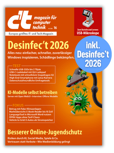 Desinfec’t 2026, 2 c't-Ausgaben (PDFs) + Zugriff aufs Heftarchiv [ct Desinfect] - Heise Online