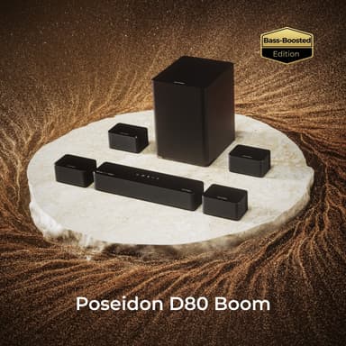 ULTIMEA "Poseidon D80 Boom" 7.1 Sound System | Soundbar + Sub + 4 Surround-Lautsprecher | 500 W, BT 5.3, HDMI 4K eARC, Dolby Atmos, App-EQ - Joybuy