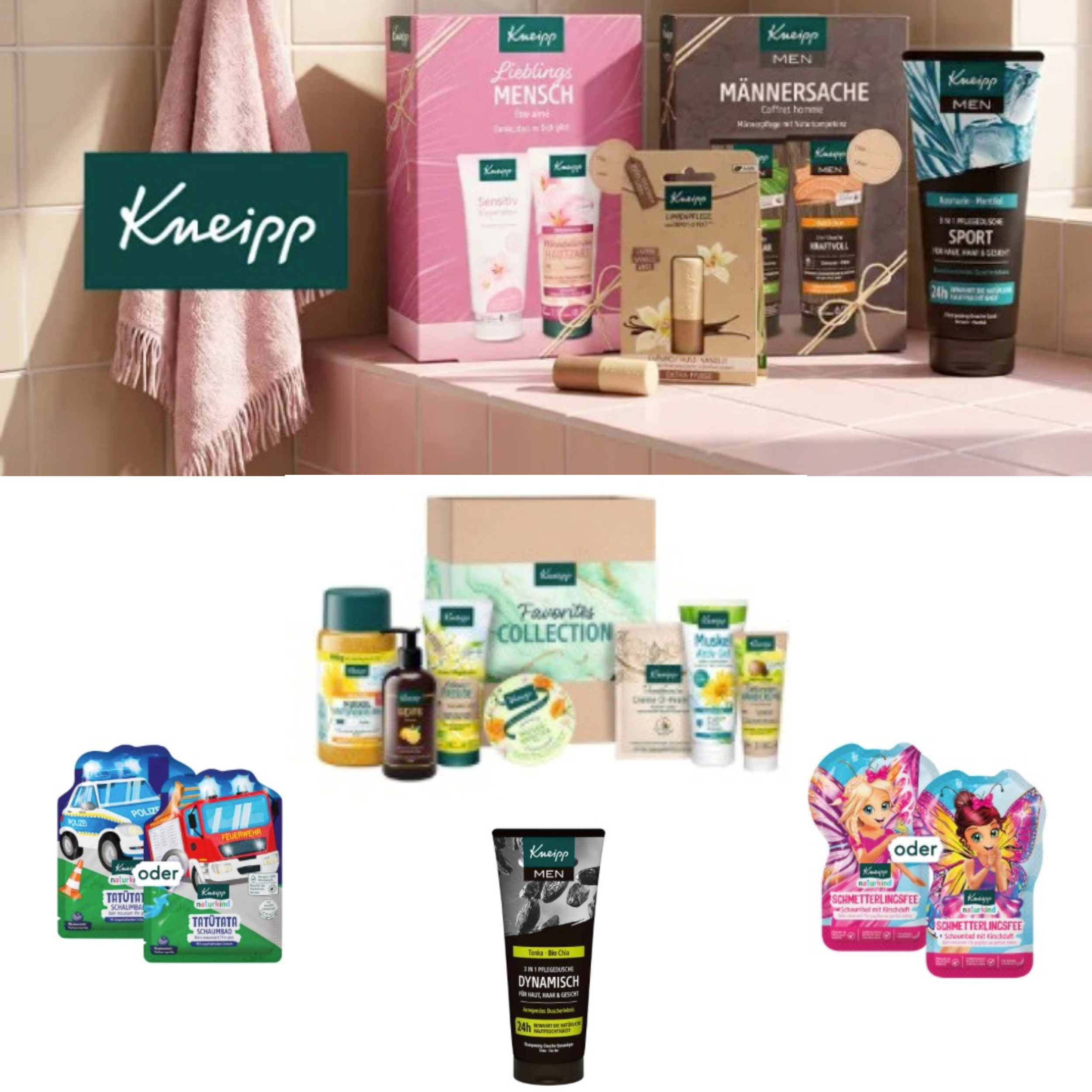 Kneipp VSK-frei | 7-tlg. Pflege-Geschenkset 16,99 € | 12er-Badekristalle 6,99 € | 6× MEN 3in1 „Dynamisch“ 11,98 € - Limango