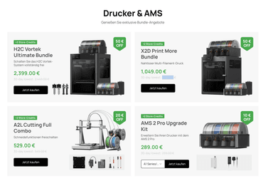 Bambu Lab Back-to-School-Sale: H2C Vortek Bundle 2.399€ statt 2.449€, X2D Bundle 1.049€, A2L Cutting Full Combo 529€ + 2x Bambu Credits - Bambu Lab