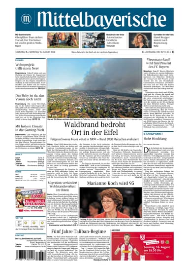 ePaper der MZ (Mittelbayerische Zeitung) Wochenendausgabe heute 15.08. und morgen 16.08. kostenlos lesen