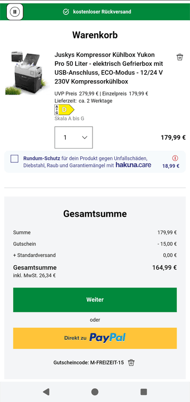 Juskys Yukon Kompressor Kühlbox 50L - Marktkauf