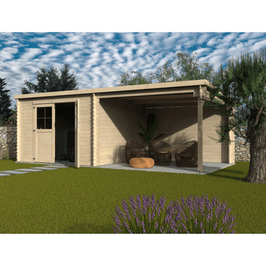 Gartenhaus Eden 629x298x213 28mm Kiefer Holzhaus Gartenhütte 1799€ // Délices Contact Fichtenholz 593x204x333cm 1879€ // Versand kostenlos - Toom