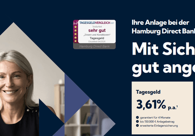 Hamburg Direct Bank 3,61% p.a. 4 Monate Tagesgeld +35€ Cashback, auch für Kinder bis 150.000€ DE-Einlagensicherung, Neukunden, eID möglich