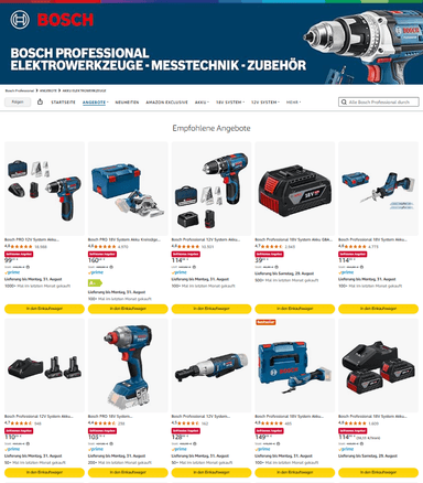 [Amazon/Prime] BOSCH Blau DEALS - PROFESSIONAL GDS 18V-450HC | GRC 12V-60, GET 75-150, GEX 40-150 - PRODeals & TPG möglich - Amazon