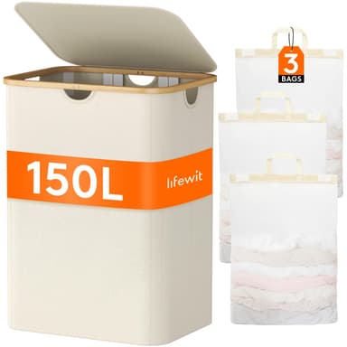 Lifewit 150L Wäschekorb mit Deckel mit 3 herausnehmbaren Wäschesäcken für Schlafzimmer und Bad - Amazon