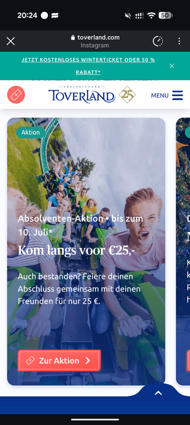 [lokal/ Niederlande/ Sevenum] Toverland: Tickets für 25€ für Schulabsolventen - Attractiepark Toverland