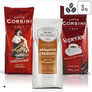 Caffe Corsini Kaffeebohnenset - Super Cremoso, Aromatisch und Cremoso, Superior - - Veepee