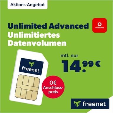 [Vodafone-Netz] freenet Vodafone Unlimited Advanced 50 Mbit/s inkl. Telefonie- & SMS-Flat für 14,99€ mtl. | 0€ AG - Freenet