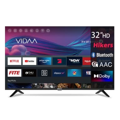 Hikers 32" LED Smart HD TV VIDAA DVB-T2/S2 Netflix/Prime Video/Disney+ 2×HDMI 2×USB Dolby Digital+ WLAN Bluetooth Schwarz (Neukunde App) - Joybuy