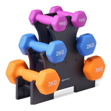 [Prime] Amazon Basics Neopren Hanteln Gewichte, Hantelset, 3er-Set, 1, 2 und 3 kg, Sechseckig, für Krafttraining und Fitnesskurse - Amazon