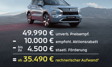 Mitsubishi Outlander PHEV 2026 ab 35.490€ (durch Förderung) oder Privat Leasing ab 189€/Monat