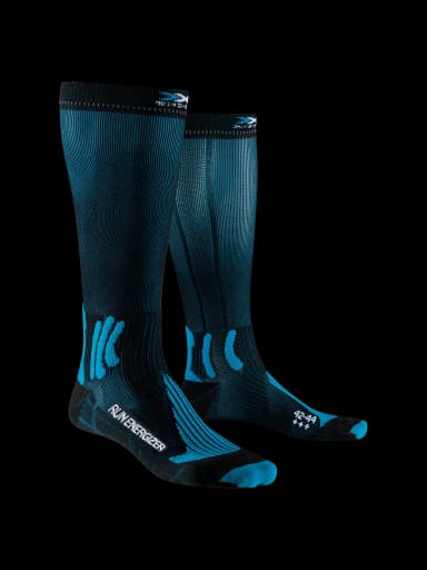 X-Socks Herren lange Laufsocken Run Energizer 4.0 | Kompression, Air-Conditioning Channel, Achillessehnen-Schutz, Blau o. Rot (5€+Vsk) - PickSport