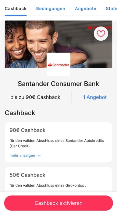 Santander Girokonto 250€ Präme + 50€ Shoop - Shoop