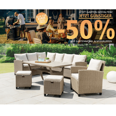 Gartenmöbel-Sale mit bis zu 80% Rabatt – 19-tlg. Dining-Ecklounge für 335,45€ inkl. Versand (PVG 385,99€) + weitere Lounge- & Balkonsets - NORMA24