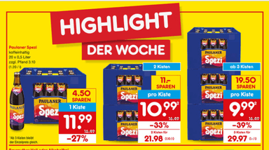 Netto Paulaner Spezi 20 X 0,5 L + 29.05 6-Fach Payback ab 50€ - ab 3 Kisten, nur 9,99€ pro Kiste - Netto Marken Discount