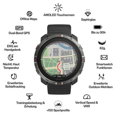 Polar Grit X2 Outdoor Sportuhr Night Black (Registrierung für kostenloses "Gipfelstürmer" Bonusprogramm notwendig) - Sport Schuster