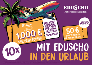 Eduscho Kaffee kaufen, Kassenbon oder Rechnung hochladen und 50€ Tchibo-Travel-Reisegutschein (MBW 500€) erhalten - Eduscho