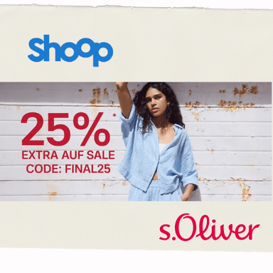 s.Oliver x shoop | 12 % Cashback + 10 € Shoop-Gutschein* + Bis zu 50 % Rabatt im Final Sale + 25 % Extra-Rabatt - S.Oliver