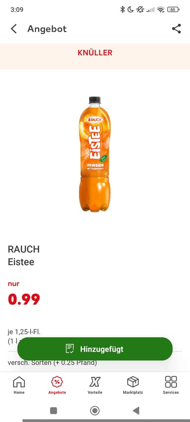 Rauch Eistee 1.25L Verschiedene Sorten für 0.75€ mit pfand und Coupon - Kaufland
