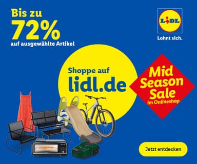 Lidl Mid Season Sale: bis zu 72% auf Ausgewähltes, u.a. Outdoor, Zelte, Pools, Mode, Spielzeug uvm. - Lidl