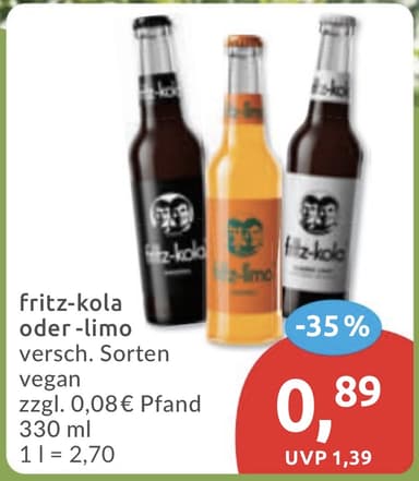 [Lokal Hamburg+Umgebung] fritz-kola, fritz-limo und fritz-spritz bei Budni - BUDNI
