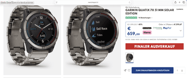 Garmin quatix 7X Solar Sapphire 51 mm inkl. Titanarmband für 659 € + 2,8 % Cashback - Nencini Sport