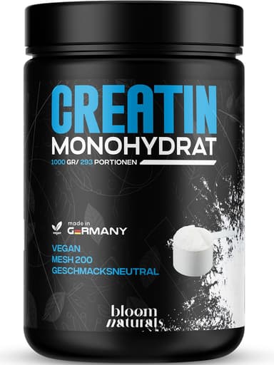 [Prime] Bloom Naturals Kreatin Monohydrat 1000g + Vitamin B6 | Spar-Abo + 20% Coupon = 9,48€/kg | befristetes Angebot - Amazon