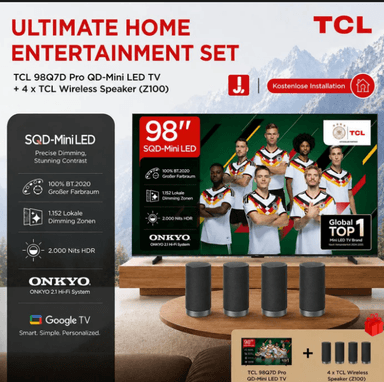 TCL 98" Q7D Pro QD-Mini-LED + Z100 – 2.999 € inkl. Lautsprecher - Joybuy